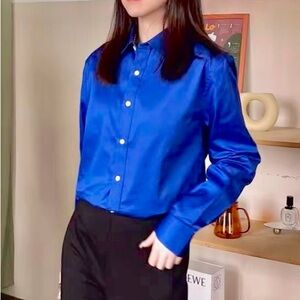 Klein Blue Premium Cotton Button-Up Shirt, Size S